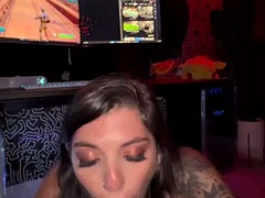 Sexy gamer gets interrupted and fucked hard
