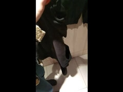 Risky fast sex in public dress room, cum on sweatshirt and get it back