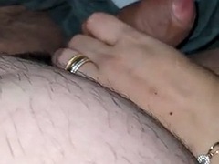 Step son get a handjob treat under blanket while watching porn