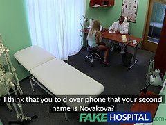 Blonde Czech pornstar George Uhl tries to get pregnant by the doctor's sperm