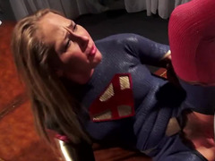 Porn parody with super-girl and her bald enemy having sex