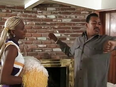 Black fella fucks hot blonde ebony cheerleader