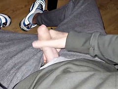 Handjob - sitting outdoors in a bakery!