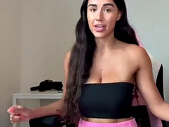 Busty brunette masturbates on webcam