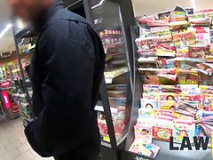 Adelleunicorn gets caught shoplifting & punished with a skynny tattooed security officer's help