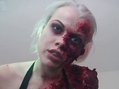 Sexy zombie pleases the gash between her legs!