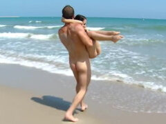 Young tourist get pounded on the beach