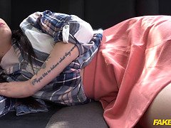 Caroline Mann's pigtails get pumped hard by a hard cock and splattered with man juice