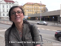 Czech Mom Veronika the Secretary - Amateur pov public sex for cash