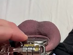 Releasing micro chastity cage with penis plug