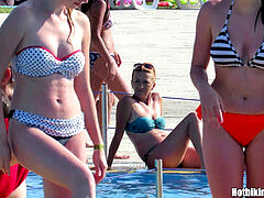 Sexy g-string bootie bikini Girls Tanning Topless Beach Voyeur HD Video
