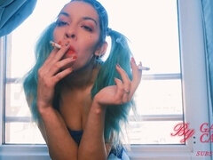 Satisfying smoking fetish video featuring two sexy cigarettes and a shy petite girl - Up close in stunning 4K!