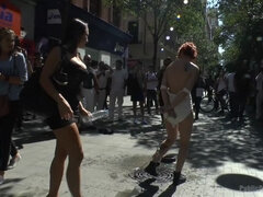 Redheaded slut beautifully disgraced on streets of Madrid