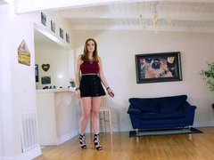 Sexy 18-19 year old in a miniskirt blows off your long phallus lustily