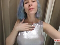 Having fun in the mall dressing room with my see-through outfit, watch me show off!