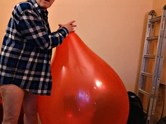 87 Cum on a giant red ball   continued from video 86   Balloonbanger