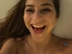 You're right by her pretty face while you pump her with cum.