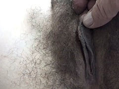 Super hairy and very hot Zoey Jpeg rubs her pussy and plays with it before riding a cock in POV