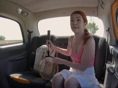 Pale teen with red hair fucked in the backseat