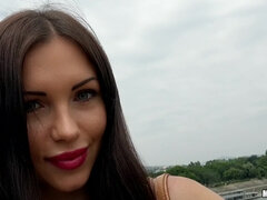 Russian Brunette Fucks Outdoors - pretty young Sasha Rose POV