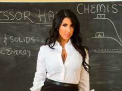 Big-boobed teacher doll in stockings Raven Hart fucked in the classroom