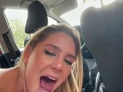 Blowjob in the car with a hot little blonde teen I found her on meetxx.com