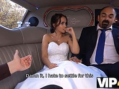 Watch Jennifer Mendez's cuckold hubby watch her busty bride-to-be get a workout before her husband.