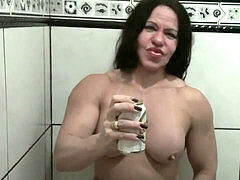 FBB crushes beer can with her biceps
