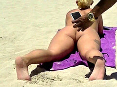 Nude beach, upskirt, public nudity