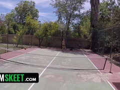 Karter Foxx strips & flaunts her juicy tits during tennis training in POV full scene