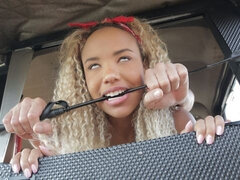 Awesome glamorous ebony Romy Indy screwed by a fake driver