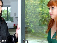 Girlsway sexy red haired Penny Pax tastes the cheating lady next door