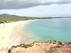 Amatør, Strand, Stor rumpe, Svart, Mørk, Naken, Synsvinkel, Tynn