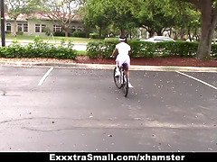 Exxxtrasmall - adorable biker learns to rail cock