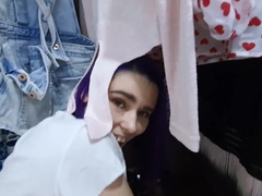 Found StepSister In Wardrobe And Helped Cum