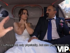 VIP4K. Random passerby scores luxurious bride in the wedding limo