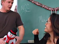 Naughty Asian teacher gives her student a hard fucking lesson