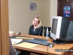 Curvy Latina housewife meets big dick at the office