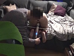 My submissive slut - used as a toy with the cranked butt plug and tied to the spreader bar