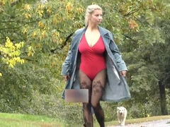 Public masturbate Katerina Hartlova City Park in pantyhose