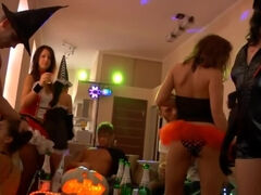 Teenage students organise a Halloween themed group sex party