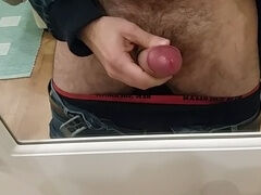Sensational hands-free jerk off session with loads of dripping precum