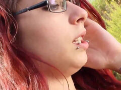 LECHE sixty nine ginger-haired teen with glasses gets poked outside