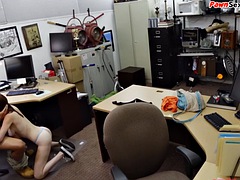 BANGBROS - Cum loving pawn shop slut sucks and rides big cock in the office
