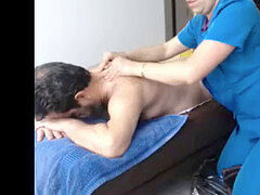 grandfather has a massage and than stroke and jizm