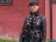 Brunette Russian Nerd in Glasses Creampied Outdoors For Cash - Mona Kim fucks in car