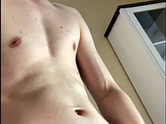 Cute boy in hotel room waiting for daddy with big cock