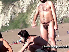 Incredible teens with perfect asses spied on a nudist beach