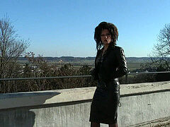 Outside, leather, leather skirt