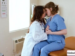 Lesbian doctor scissoring with assistant